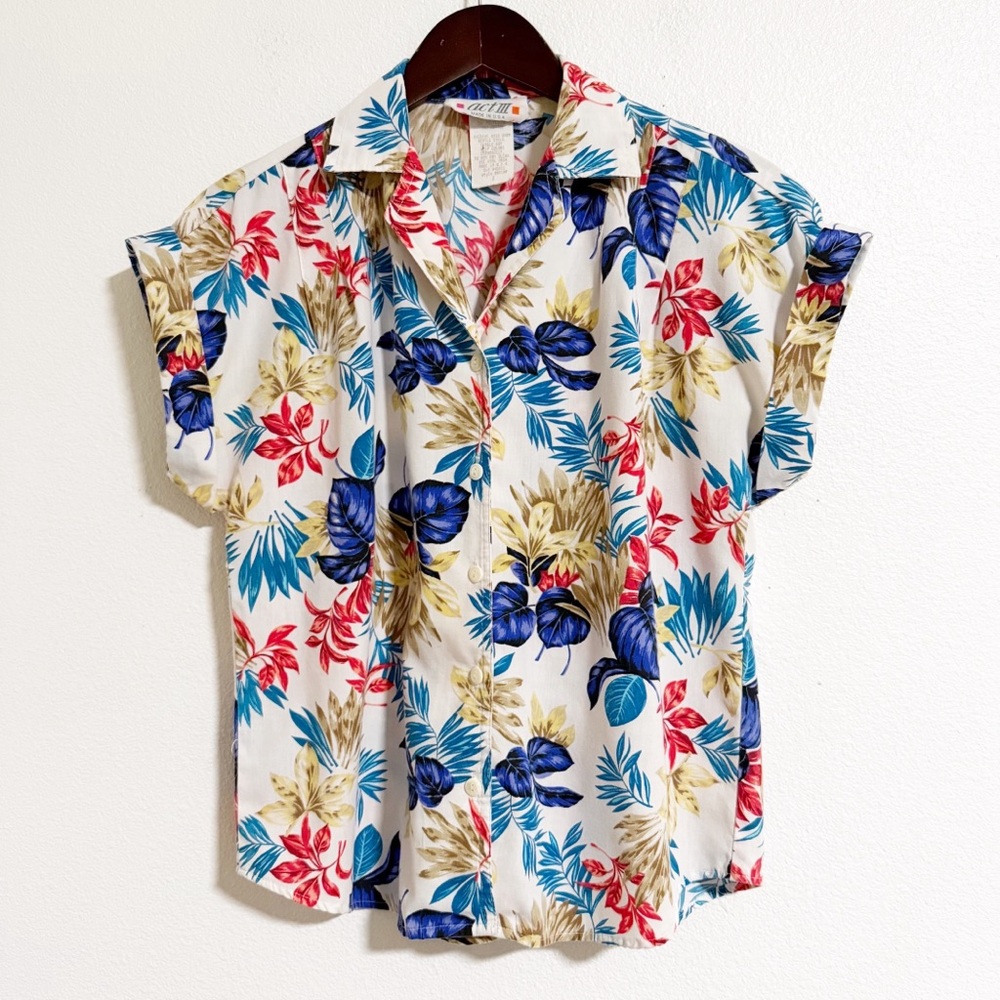 Vintage 80s Act III Tropical Button Up Camp Shirt